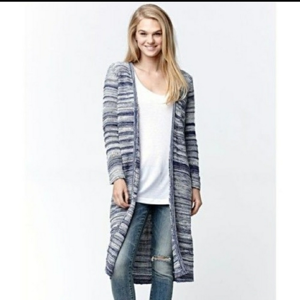 Billabong Hide and Sea Long Cardigan Sweater, Blue